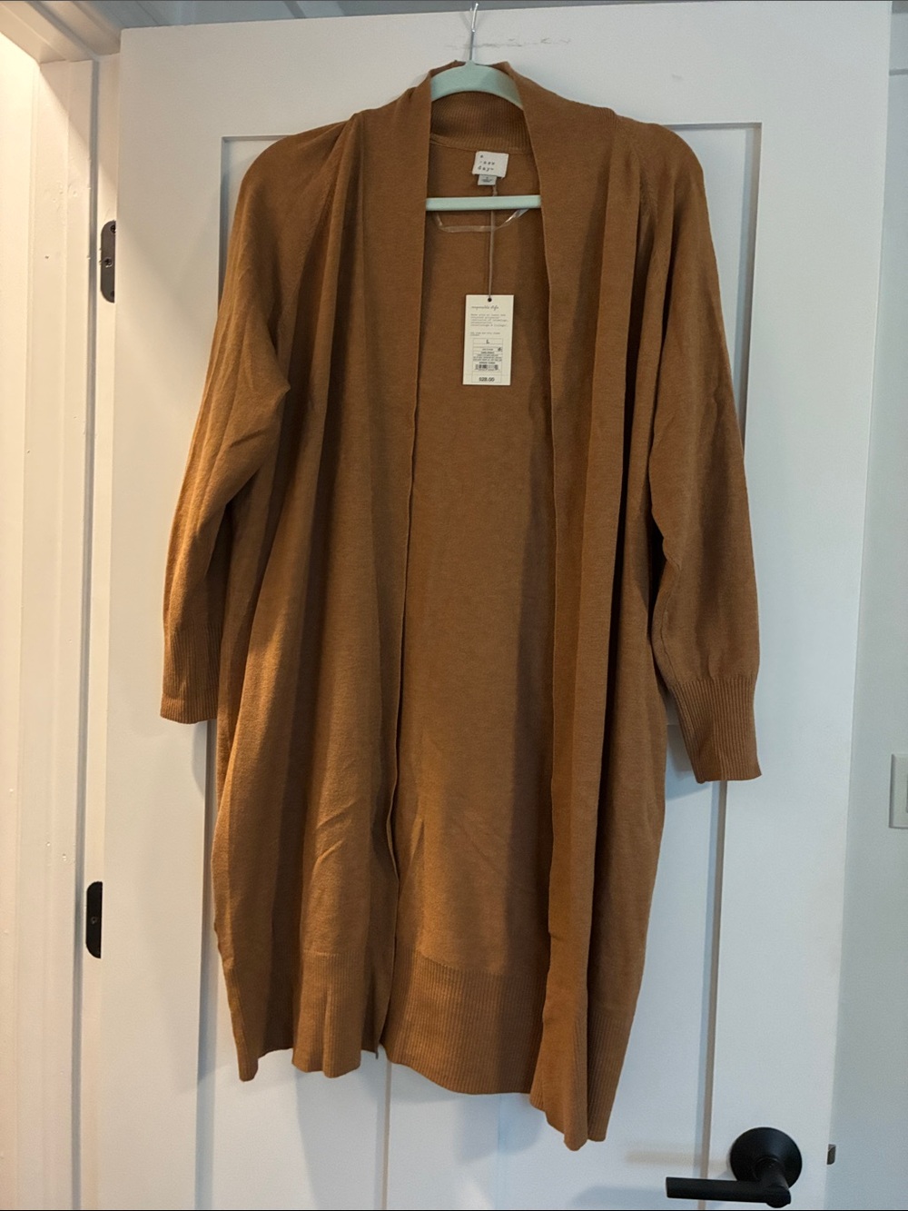 NWT - a new day Long Open-Front Cardigan - Camel Brown